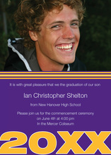 Graduation Purple Gold Photo Invitations