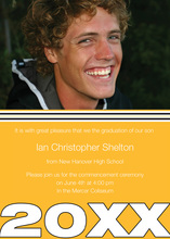 Uniquely Yellow White Band Graduation Photo Cards