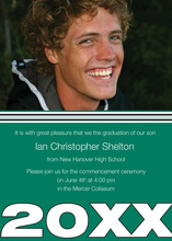 Formally Green White Graduation Photo Announcements