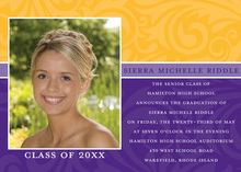 Modern Purple Gold Band Graduation Photo Cards