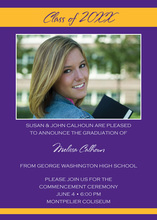 Graduation Purple Gold Photo Invitations