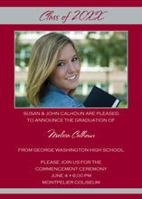 Graduation Silver Maroon Photo Invitations