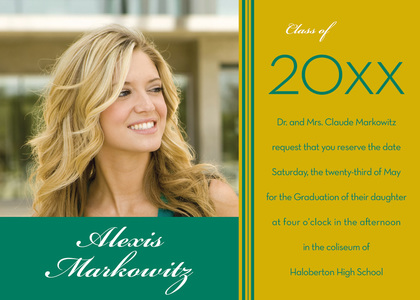 Graduation Purple Gold Photo Invitations