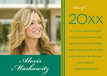 Green Graduation Gold Photo Invitations