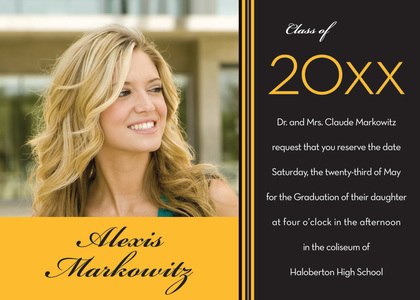 Graduation Purple Gold Photo Invitations