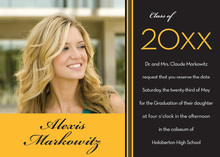 Classic Black Gold Band Graduation Photo Cards