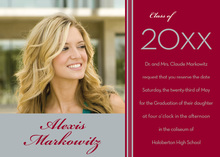 Graduation Silver Maroon Photo Invitations