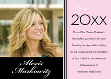 Modern Black Pink Graduation Photo Invitations