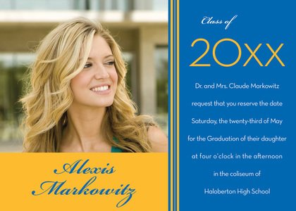 Black Blue Graduation Photo Invitations