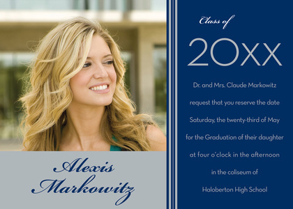 Black Blue Graduation Photo Invitations