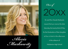 Black Green Graduation Photo Invitations