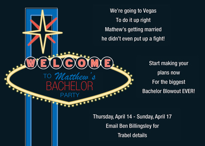 Blue Vegas Style Party Invitations