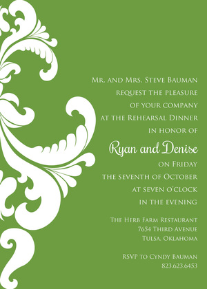 Ornate Damask Lime Invitations