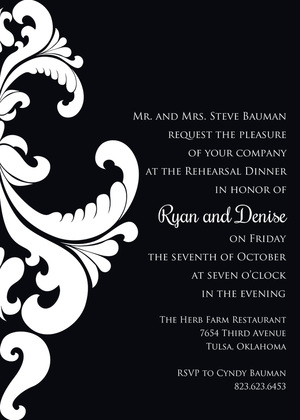 Ornate Black Damask RSVP Cards