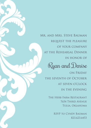 Ornate Damask Lime Invitations