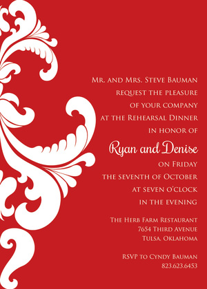 Ornate Red Damask RSVP Cards