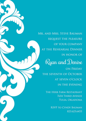 Ornate Damask Black Invitations