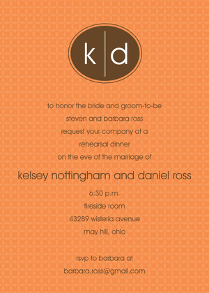 Oval Monogram Orange Blue Formal Invitations