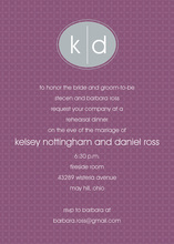 Formal Vines Monogram On Purple Wedding Invitations