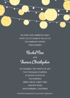 Yellow and Charcoal Lanterns RSVP Cards