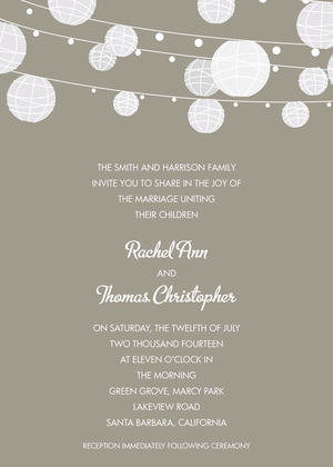 Blue Lanterns Charcoal Invitations