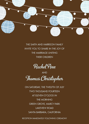 Blue Lanterns Charcoal Invitations