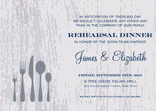 Aqua Fork Spoon Rehearsal Dinner Invitations