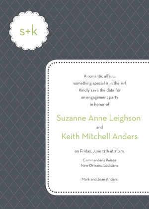 Initials Monogram Blue Invitations