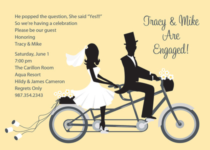 Bike Ride Couple Blue Invitations