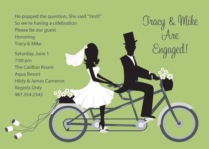 Bike Ride Couple Yellow Invitations