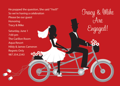 Bike Ride Pair Hot Pink Invitations