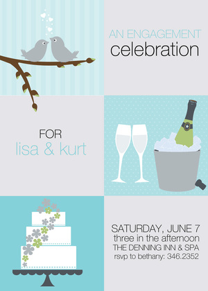 Squares Navy Pink Invitations