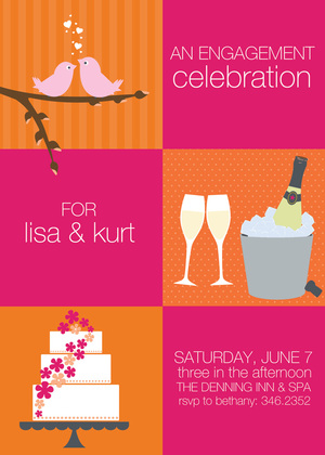 Squares Navy Pink Invitations