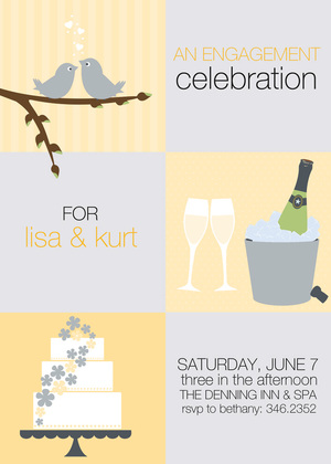 Squares Engagement Grey Invitations