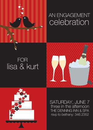 Squares Engagement Grey Invitations