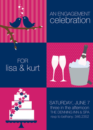 Squares Berry Black Invitations