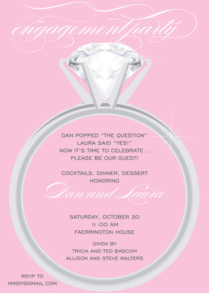 Wedding Solitaire Hot Pink Invitations