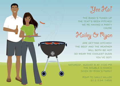 Brunette Cookout Couple Shower Invitations