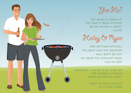 Blonde Cookout Barbeque Couple Invitations