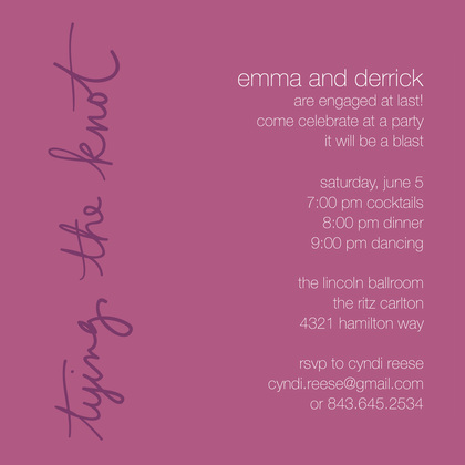 Tying The Knot Hot Pink Square Invitations