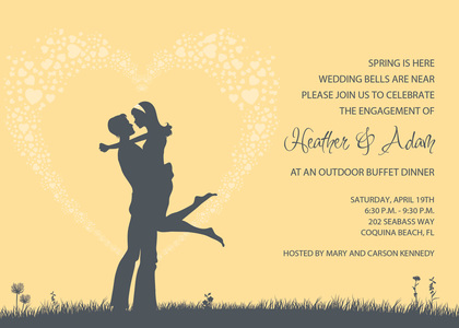 Silhouette Love Green Invitations