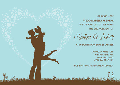 Silhouette Love Lavender Engagement Invitations