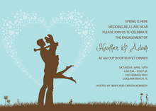 Silhouette Loving Couple In Blue Invitations