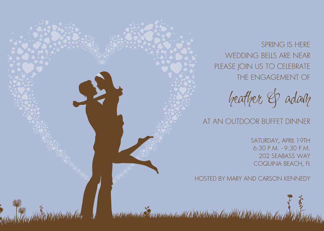 Silhouette Love Lavender Engagement Invitations