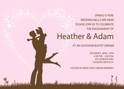 Silhouette Loving Couple In Blue Invitations