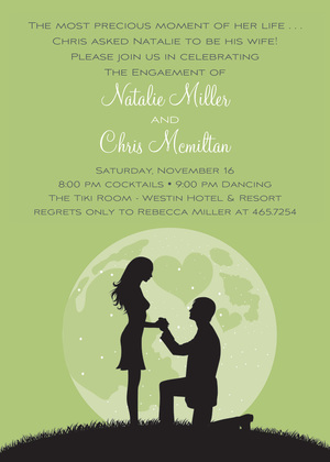 Moonlit Proposal Green RSVP Cards