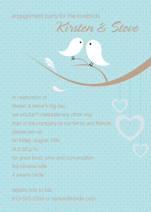 Lovely Birds Charcoal Invitations