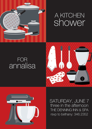 Yellow Squares Kitchen Shower Invitations