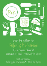 Utensil Silhouette Green Invitations