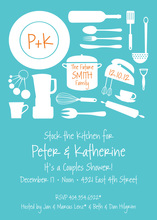 Aqua Stock the Kitchen Bridal Shower Invitations